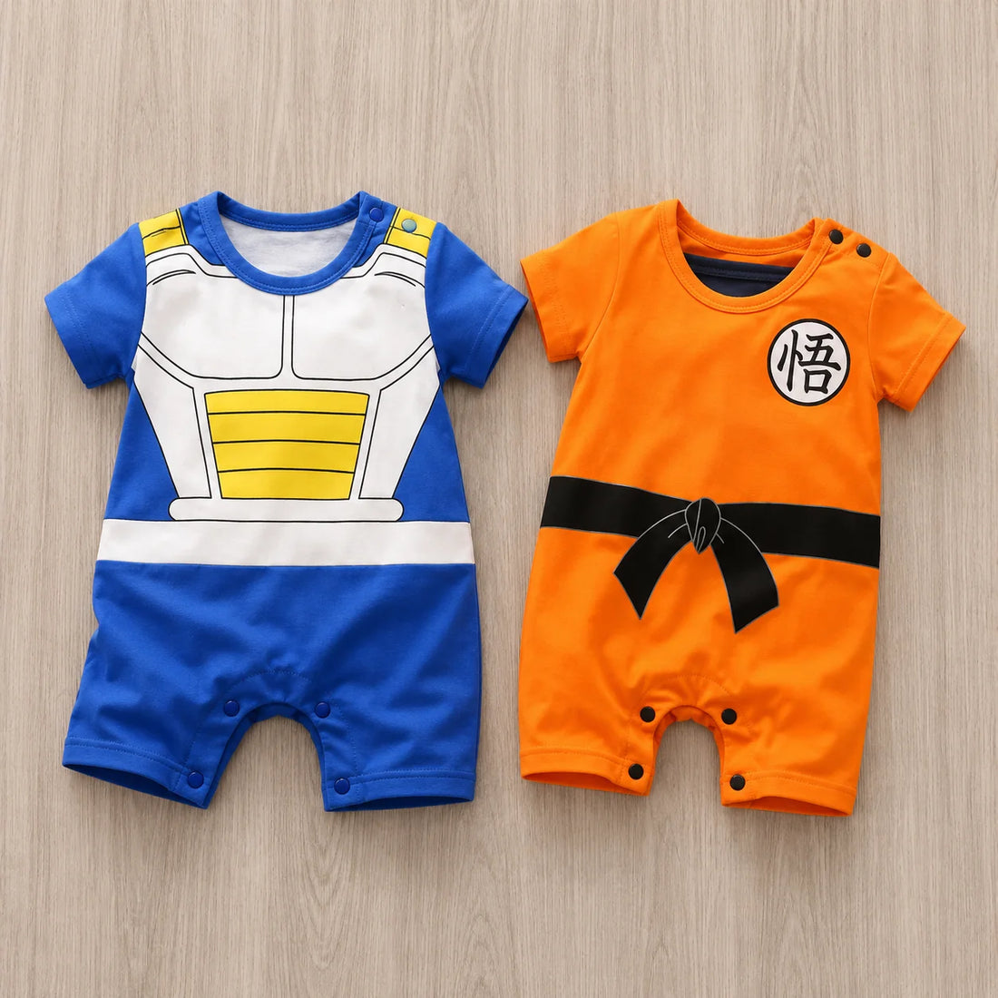 Dragon Ball Baby Romper – Goku & Vegeta Anime Cotton Short Sleeve Jumpsuit for Newborns and Toddlers