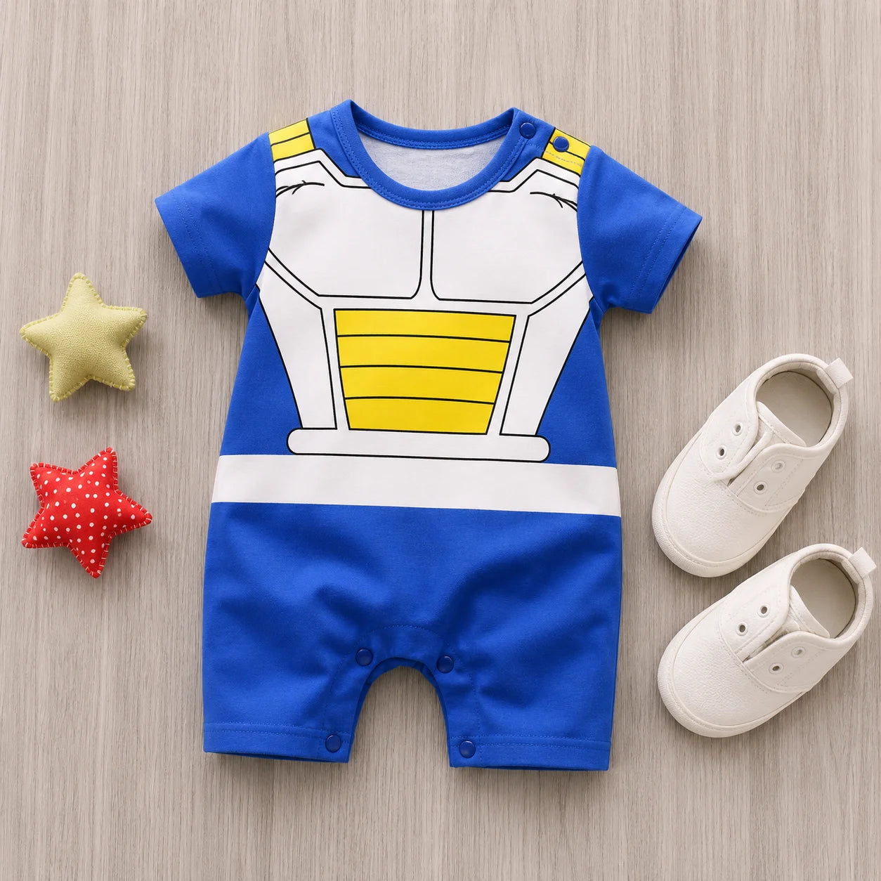 Dragon Ball Baby Romper – Goku & Vegeta Anime Cotton Short Sleeve Jumpsuit for Newborns and Toddlers