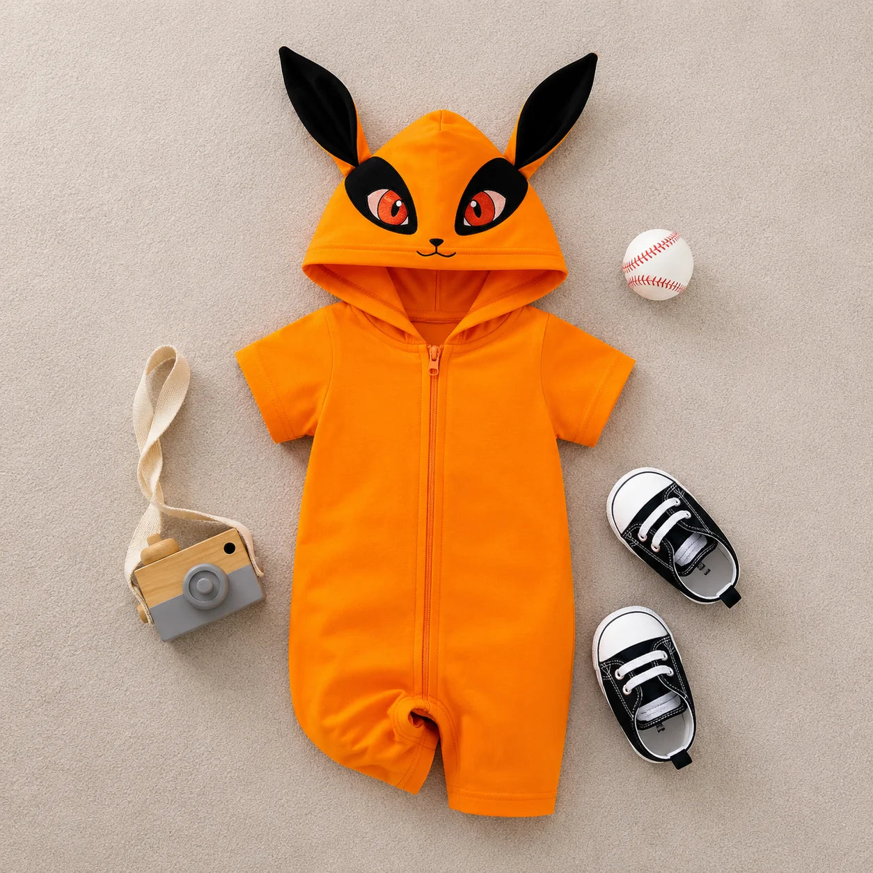 Cute Fox Cartoon Baby Romper – Soft Cotton Short Sleeve Bodysuit for Newborns and Toddlers