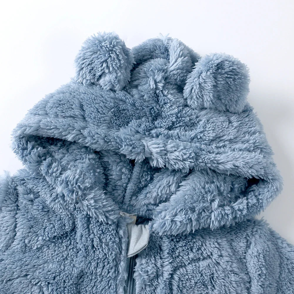 Winter Flannel Hooded Baby Romper – 0-18 Months