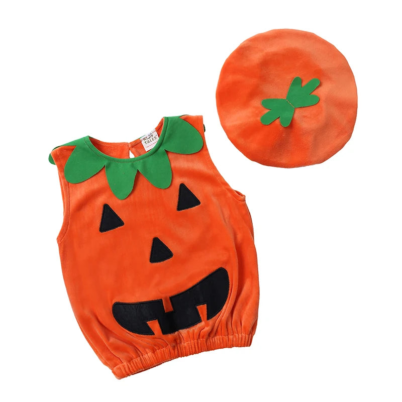 Baby Halloween Pumpkin Romper Set – 3-Piece Newborn Costume