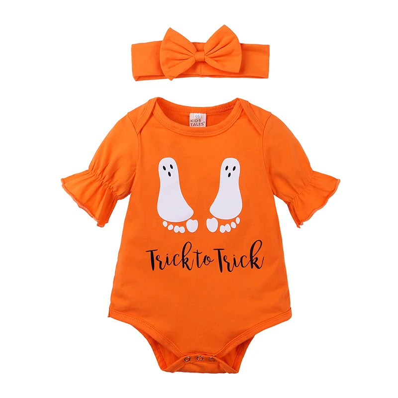 Baby Halloween Pumpkin Romper Set – 3-Piece Newborn Costume