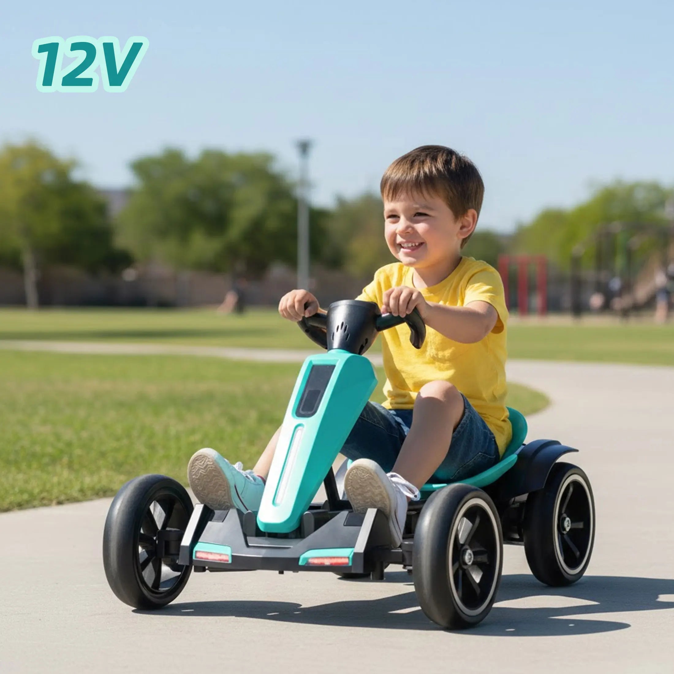 12V Electric Kids Go-Kart — Foldable Ride-On with Adjustable Seat, 4 Wheels | Ages 3–6