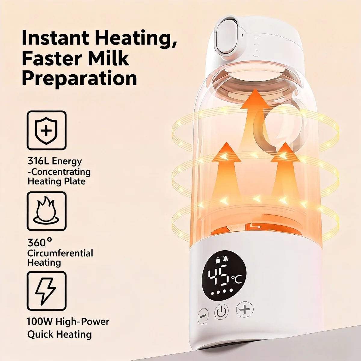 Portable Baby Bottle Warmer 500ML Stainless Steel Thermos