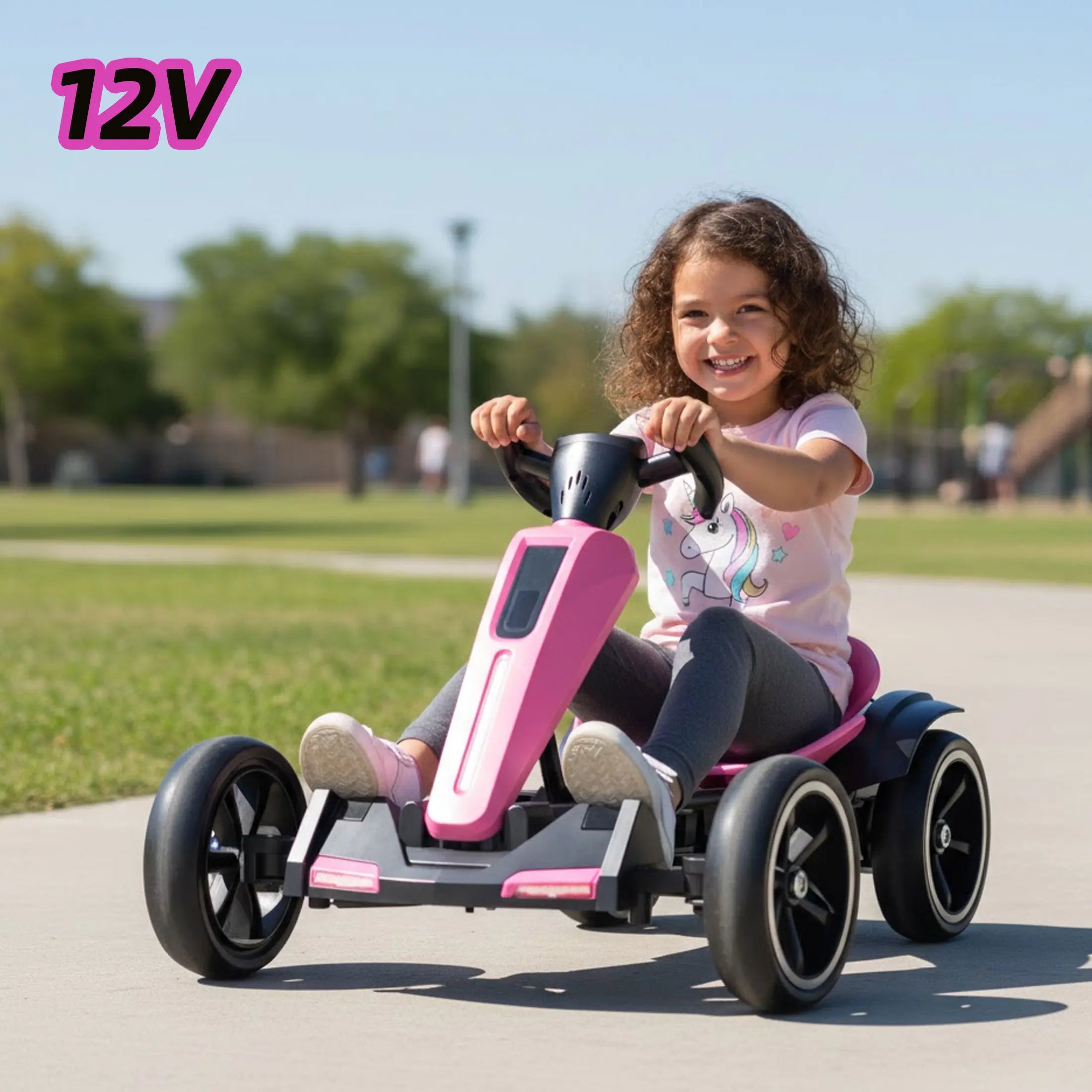 12V Electric Kids Go-Kart — Foldable Ride-On with Adjustable Seat, 4 Wheels | Ages 3–6