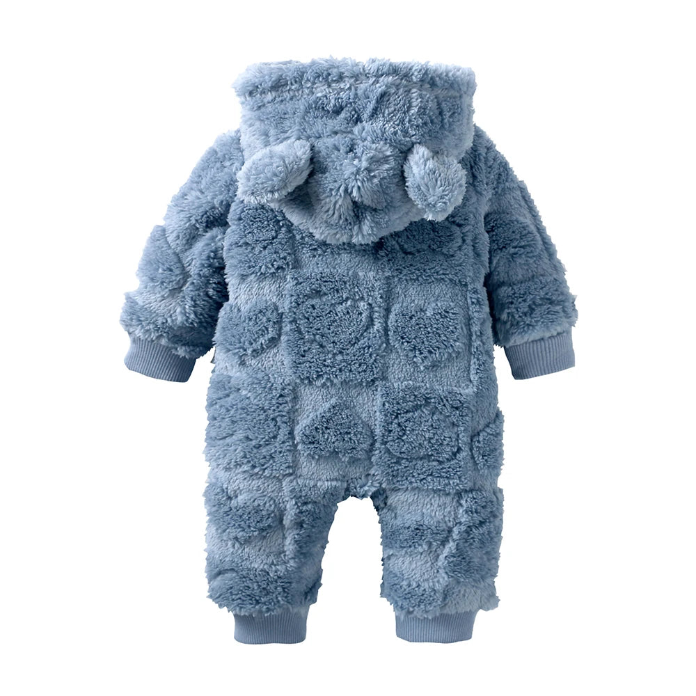 Winter Flannel Hooded Baby Romper – 0-18 Months