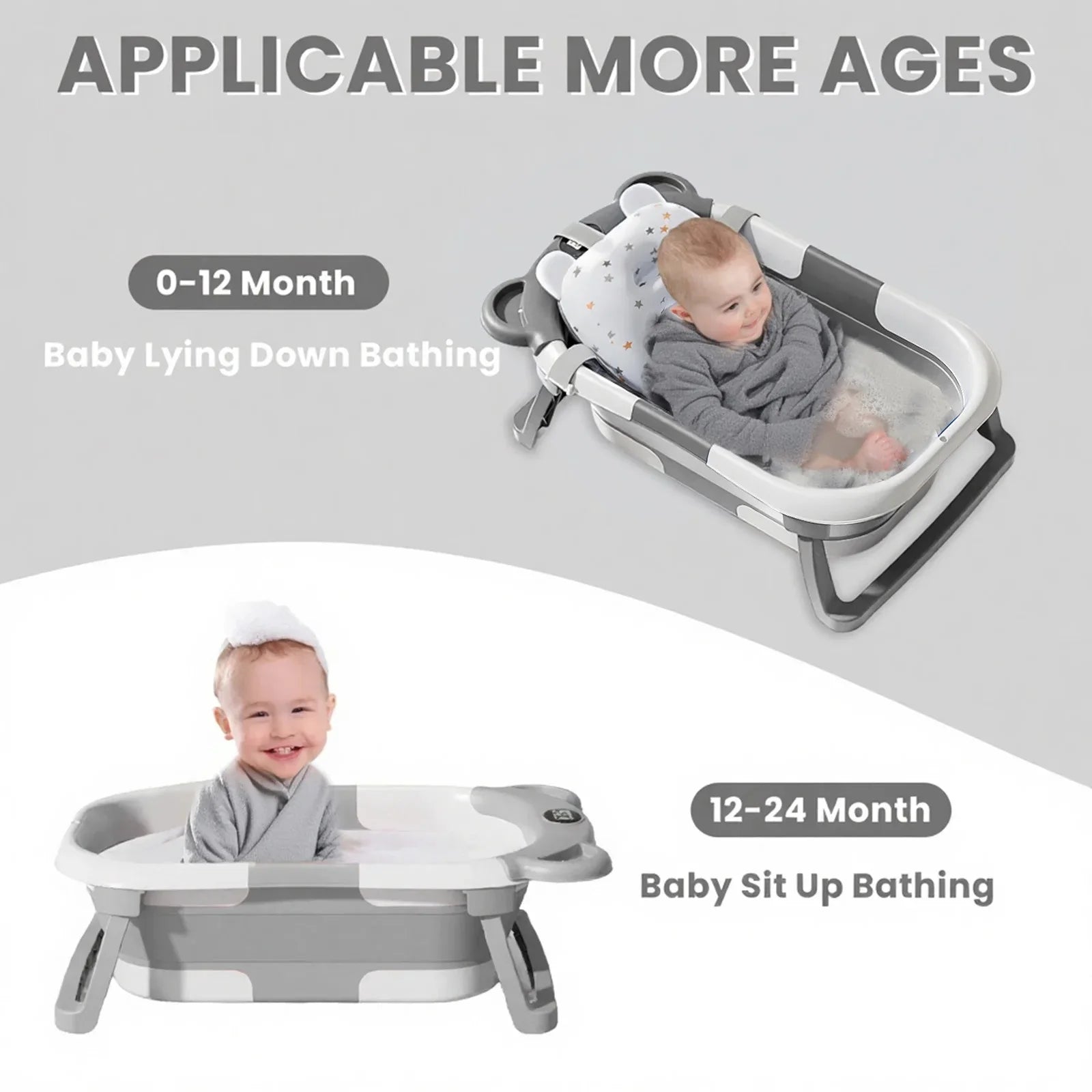 Collapsible Baby Bathtub with Thermometer