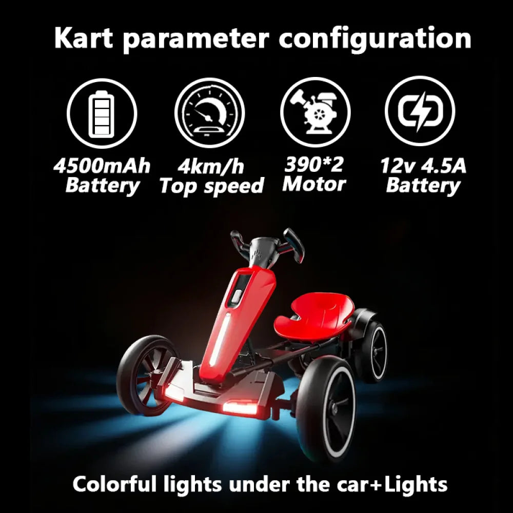12V Electric Kids Go-Kart — Foldable Ride-On with Adjustable Seat, 4 Wheels | Ages 3–6