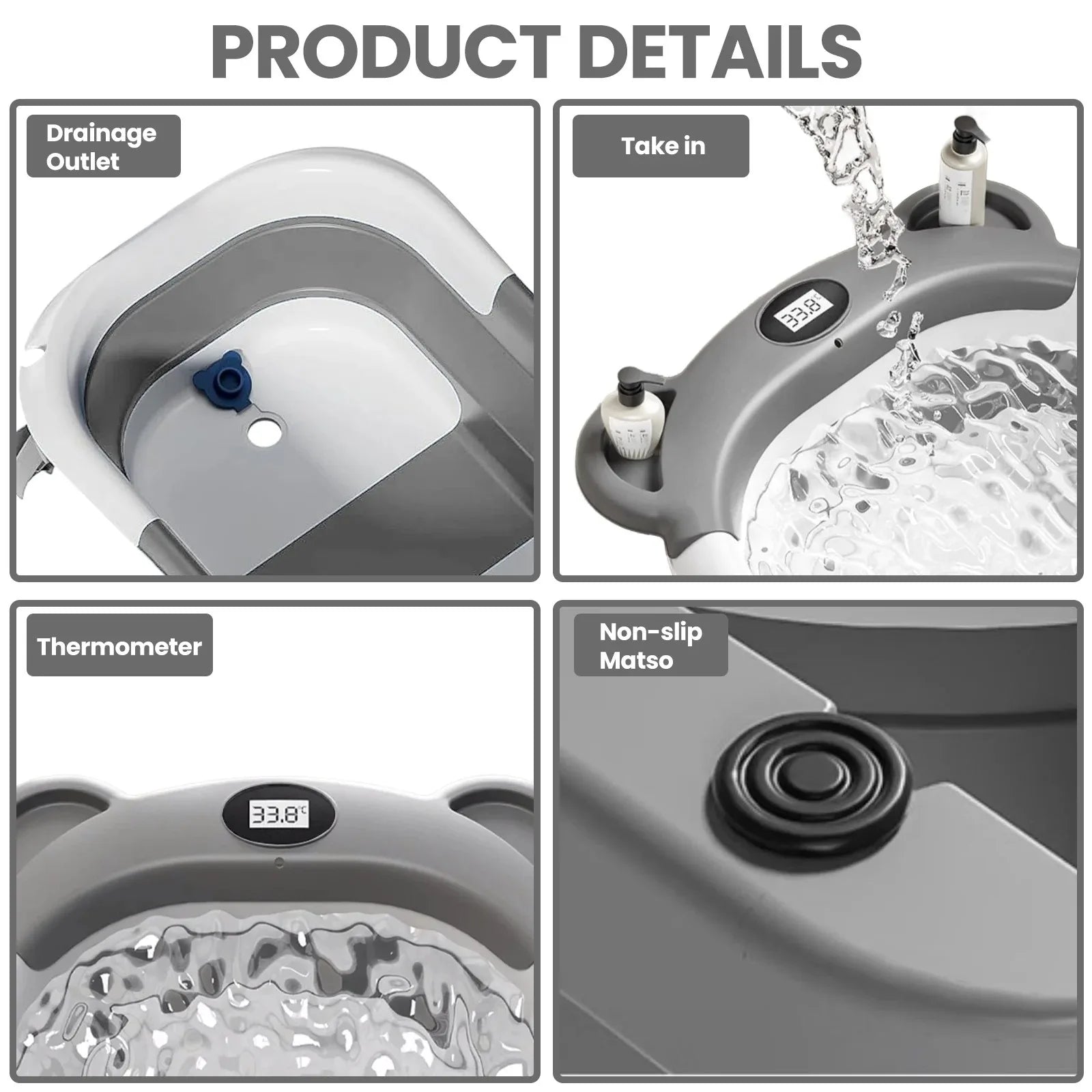 Collapsible Baby Bathtub with Thermometer