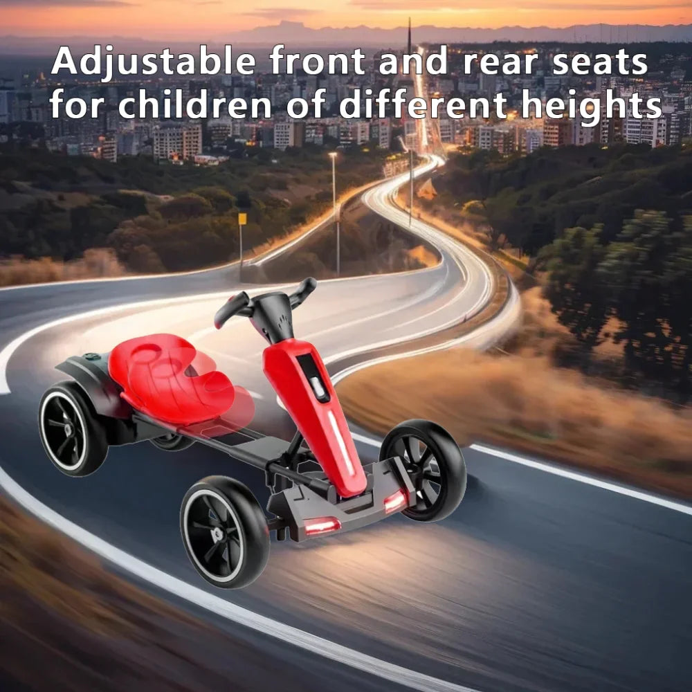 12V Electric Kids Go-Kart — Foldable Ride-On with Adjustable Seat, 4 Wheels