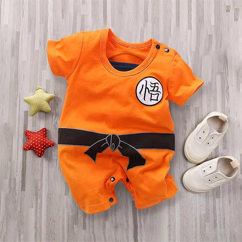 Dragon Ball Baby Romper – Goku & Vegeta Anime Cotton Short Sleeve Jumpsuit for Newborns and Toddlers