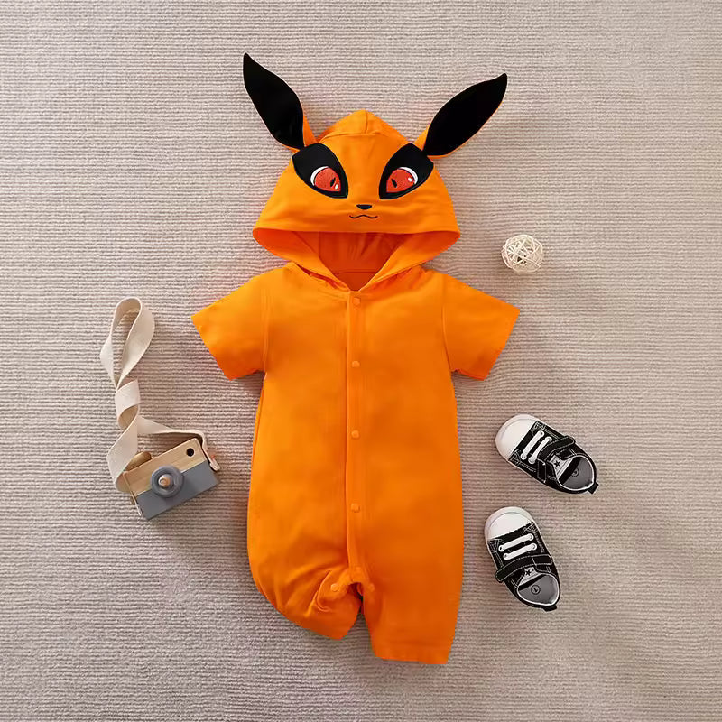 Cute Fox Cartoon Baby Romper – Soft Cotton Short Sleeve Bodysuit for Newborns and Toddlers
