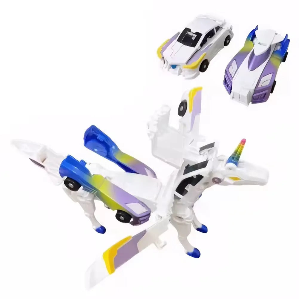 2-in-1 Unicorn Transforming Car Toy for Kids – Magnetic Collision DIY Robot Vehicle, Battery-Free ABS Toy for Ages 3+