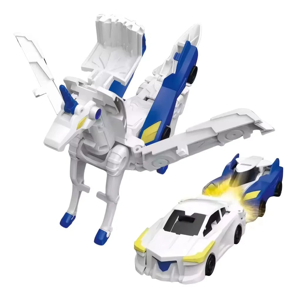 2-in-1 Unicorn Transforming Car Toy for Kids – Magnetic Collision DIY Robot Vehicle, Battery-Free ABS Toy for Ages 3+