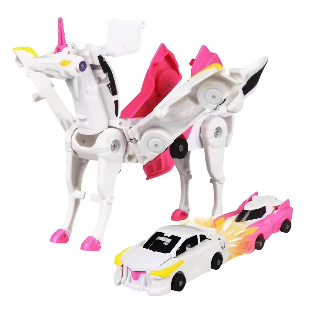 2-in-1 Unicorn Transforming Car Toy for Kids – Magnetic Collision DIY Robot Vehicle, Battery-Free ABS Toy for Ages 3+