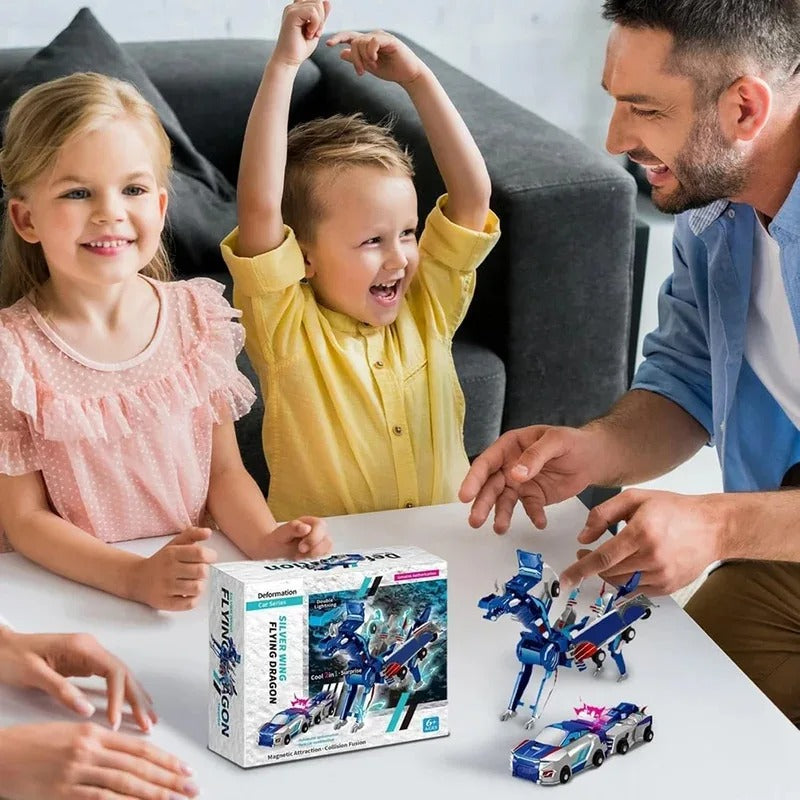 2-in-1 Unicorn Transforming Car Toy for Kids – Magnetic Collision DIY Robot Vehicle, Battery-Free ABS Toy for Ages 3+