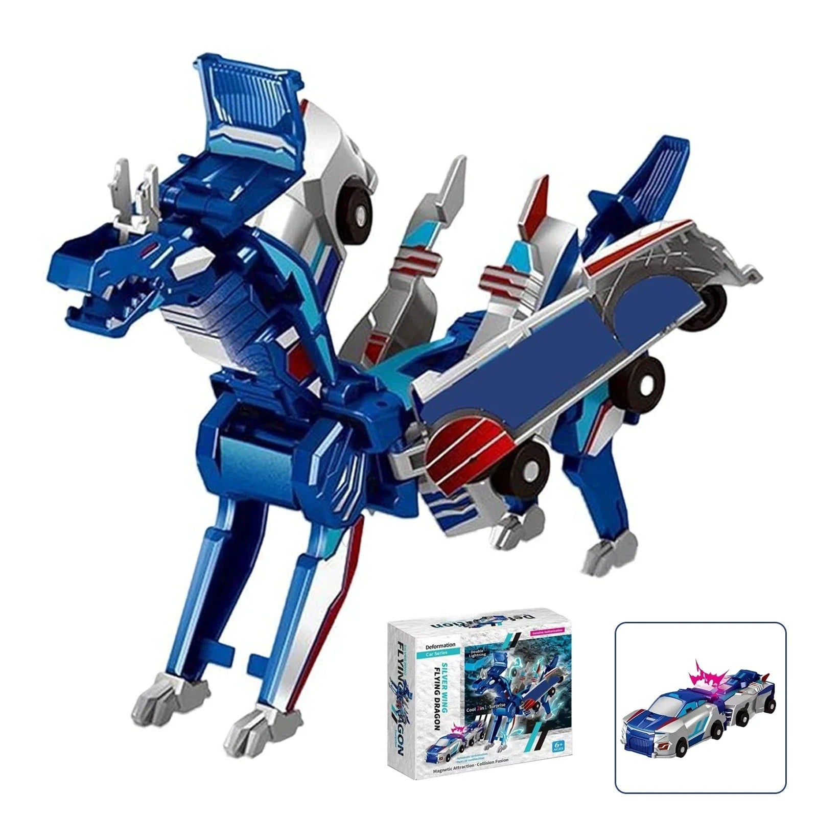 2-in-1 Unicorn Transforming Car Toy for Kids – Magnetic Collision DIY Robot Vehicle, Battery-Free ABS Toy for Ages 3+